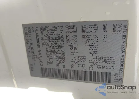 2013 Nissan Pathfinder S из США, поврежденный, VIN 5N1AR2MN5DC645562